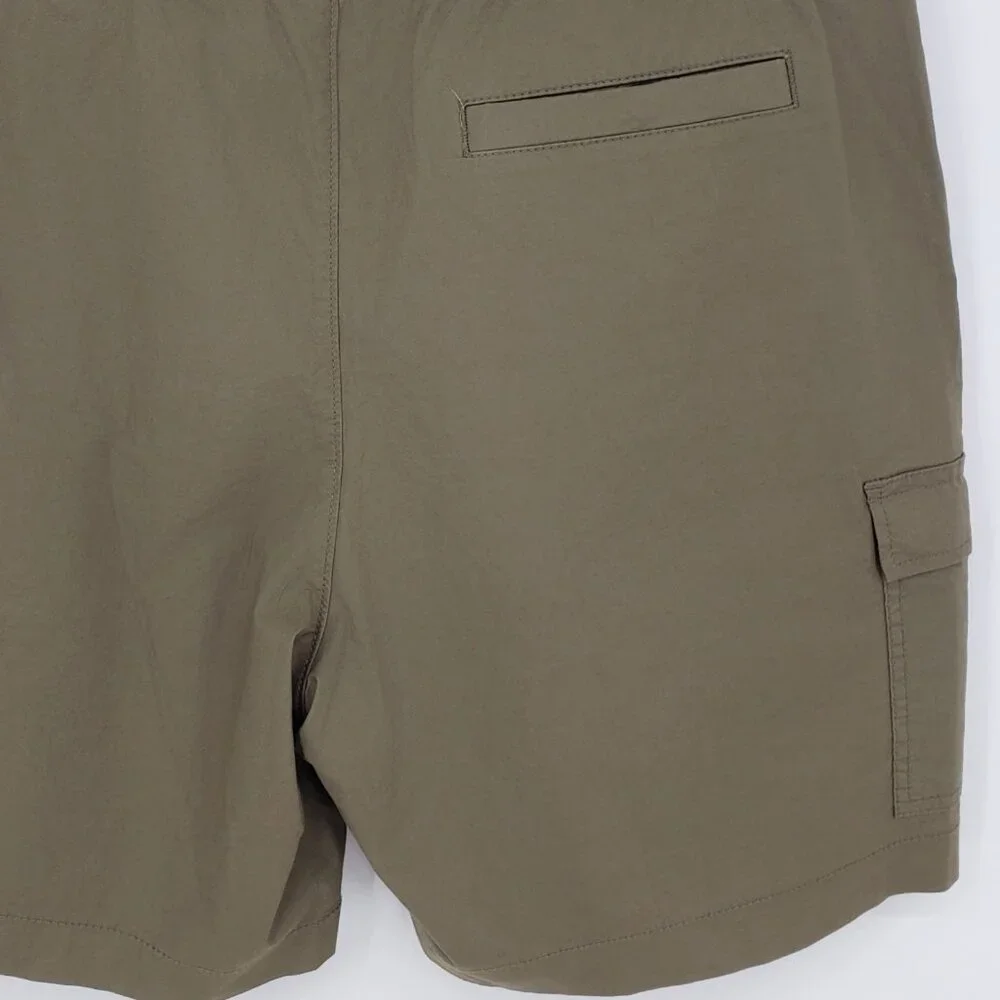 Express Pull on Cargo Shorts L Mens Elastic Drawstring‎ Waist Cotton Olive Green